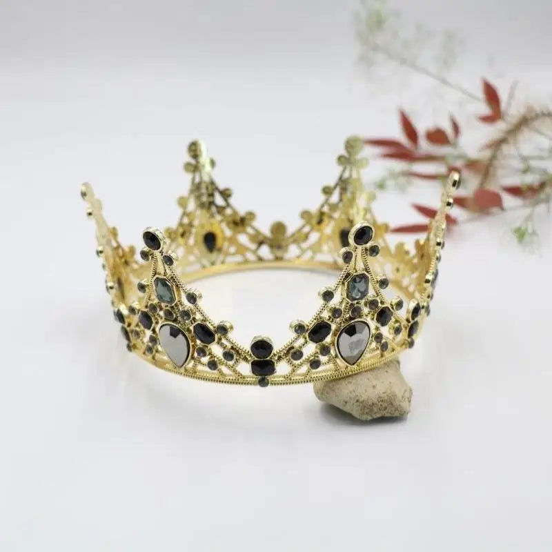 Pearl Crown Cake Topper – Gold Princess Tiara Party Decor
