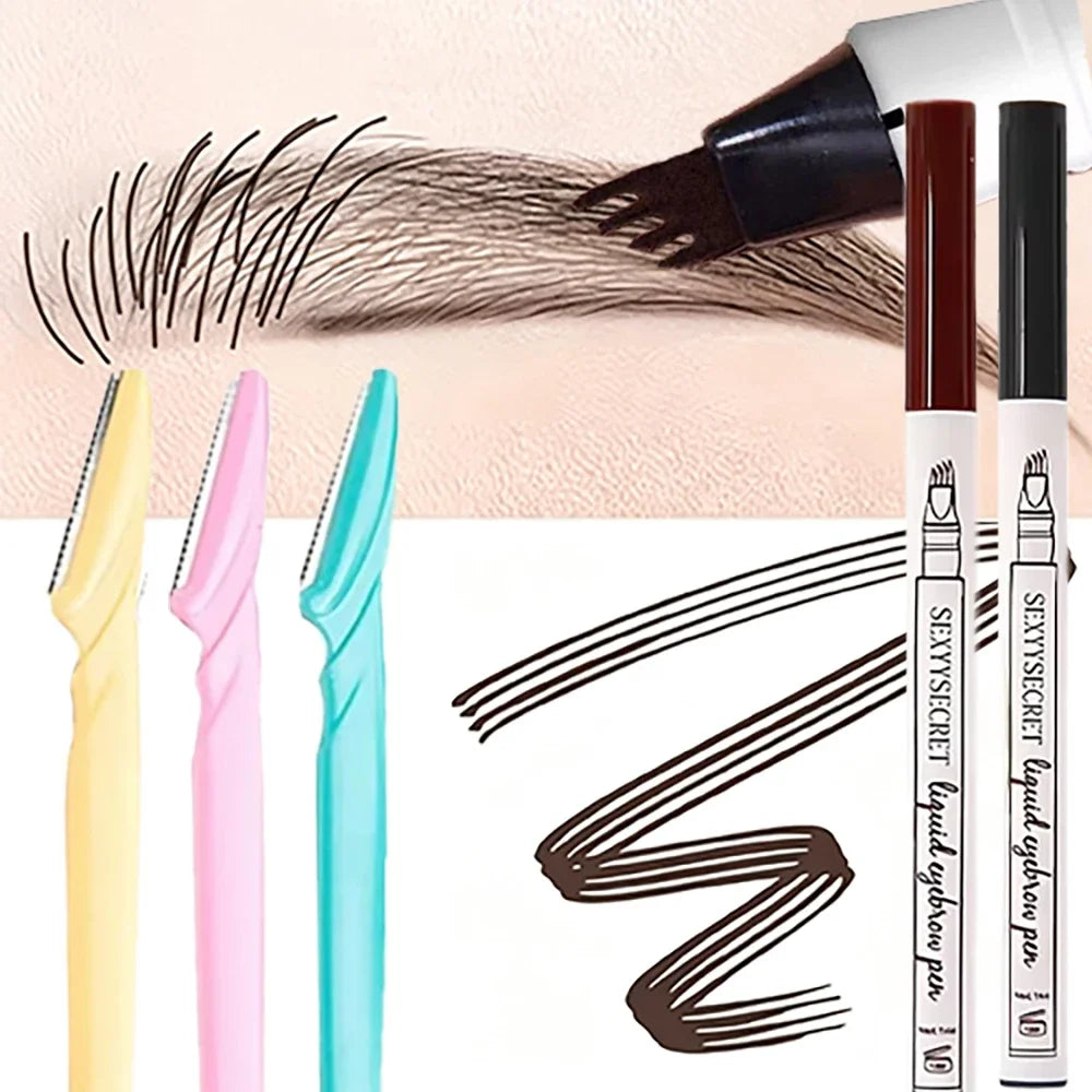 4-Fork Microblading Eyebrow Pen – Waterproof Liquid Brow Kit