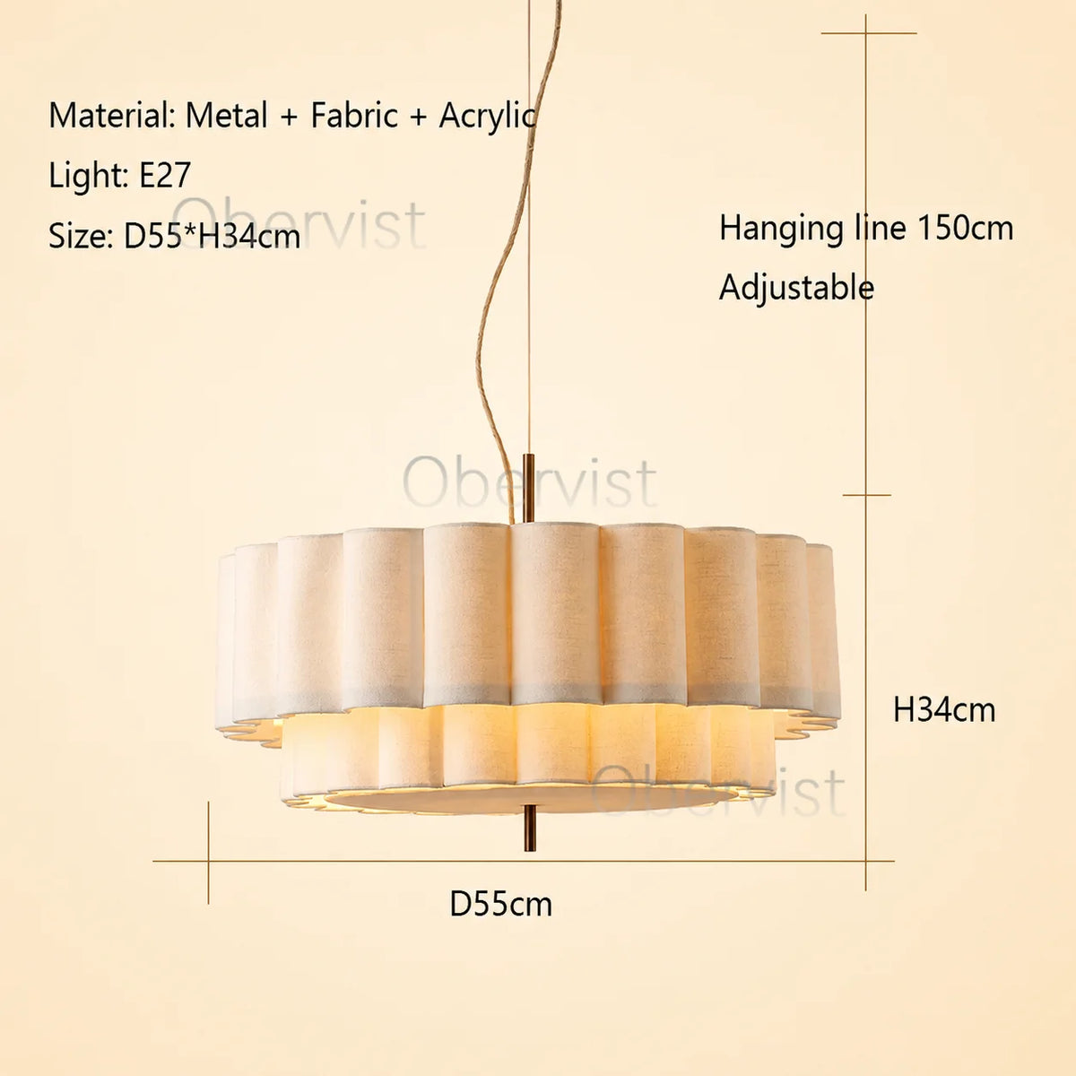 Wabi Sabi Fabric Pendant Light | Nordic Minimalist Ceiling Lamp