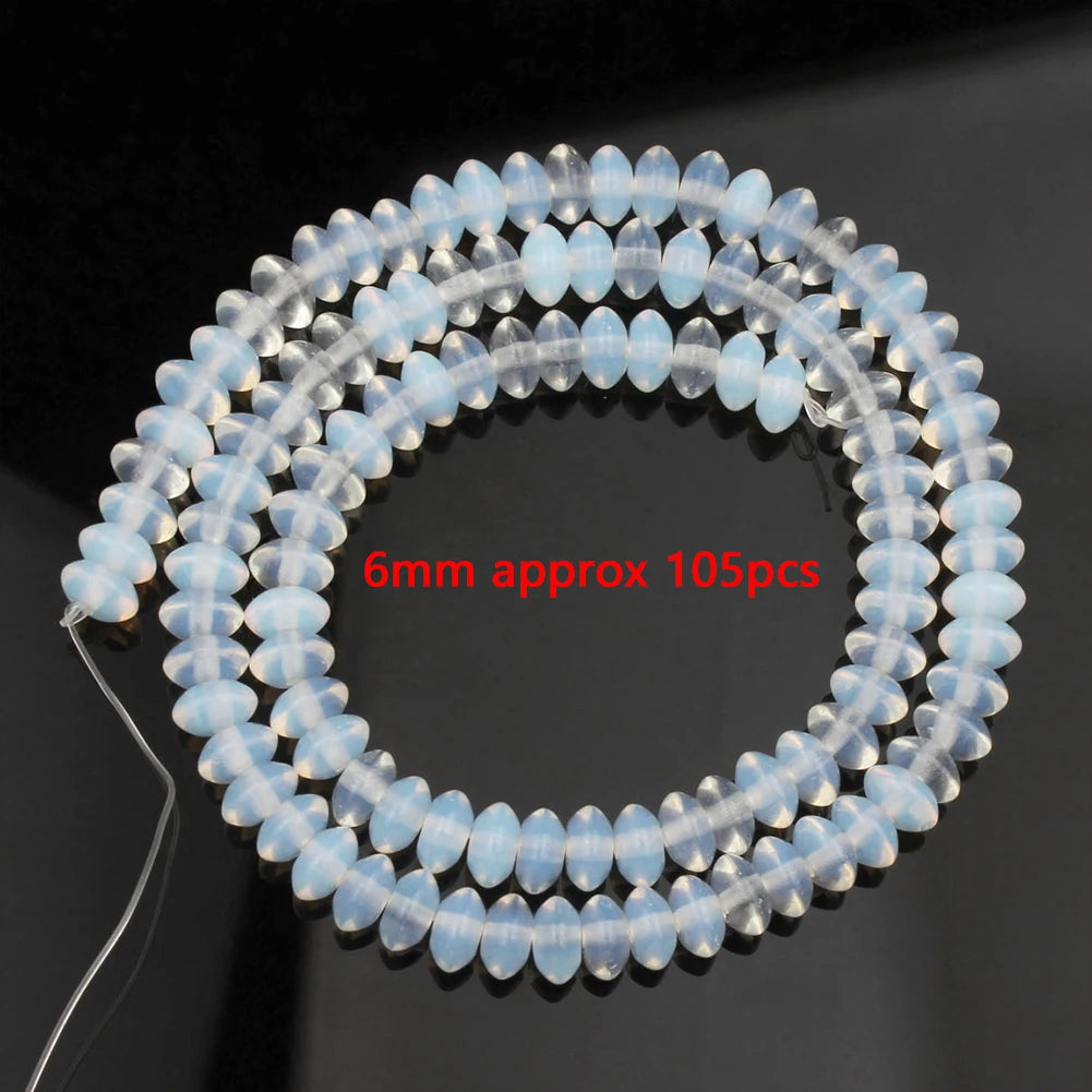 White Opalite Stone Beads 8mm Round Rondelle – DIY Jewelry Making