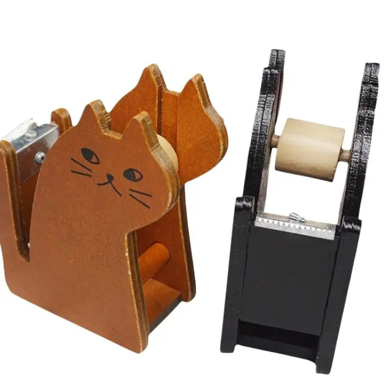 Wooden Animal Tape Dispenser – Squirrel & Whale Desk Cutter