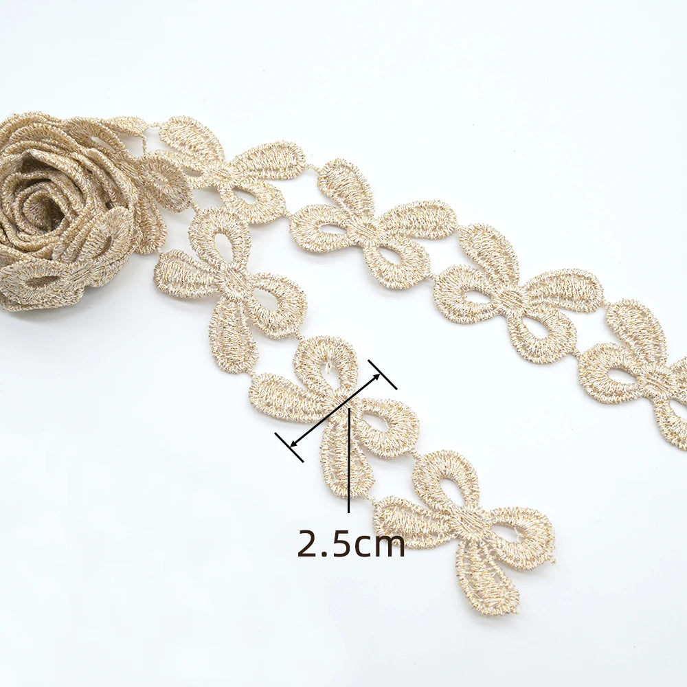 Gold Daisy Embroidered Lace Ribbon 5 Yards – DIY Sewing Trim
