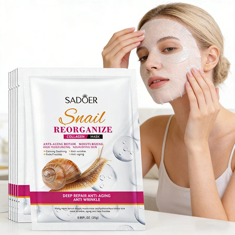 SADOER Snail Collagen Face Mask – Firming & Hydrating 5-Pack