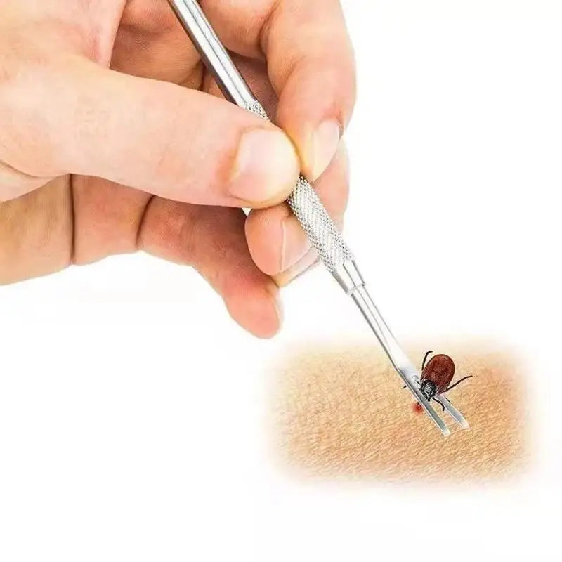 Stainless Steel Tick Fork Remover Tool for Dogs & Cats