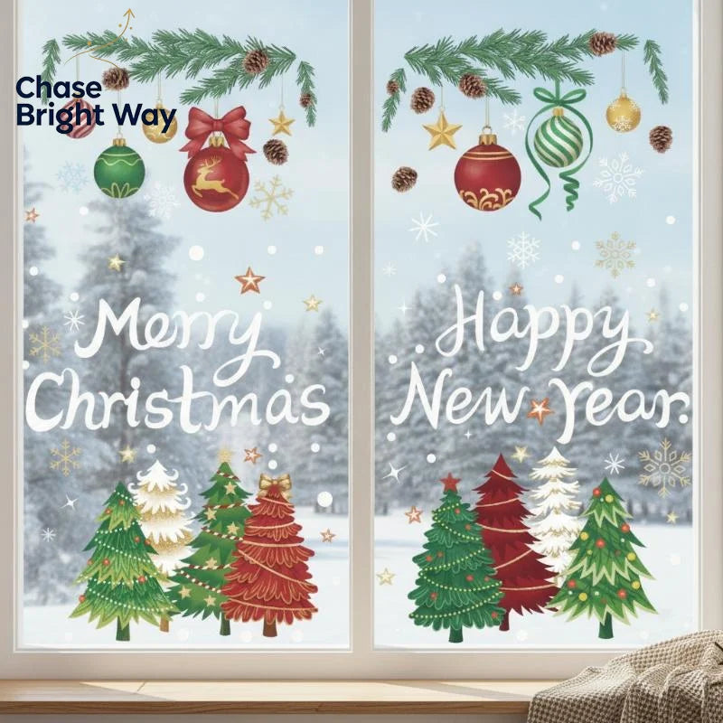 Christmas Window Clings – Removable Self-Adhesive PVC Decals