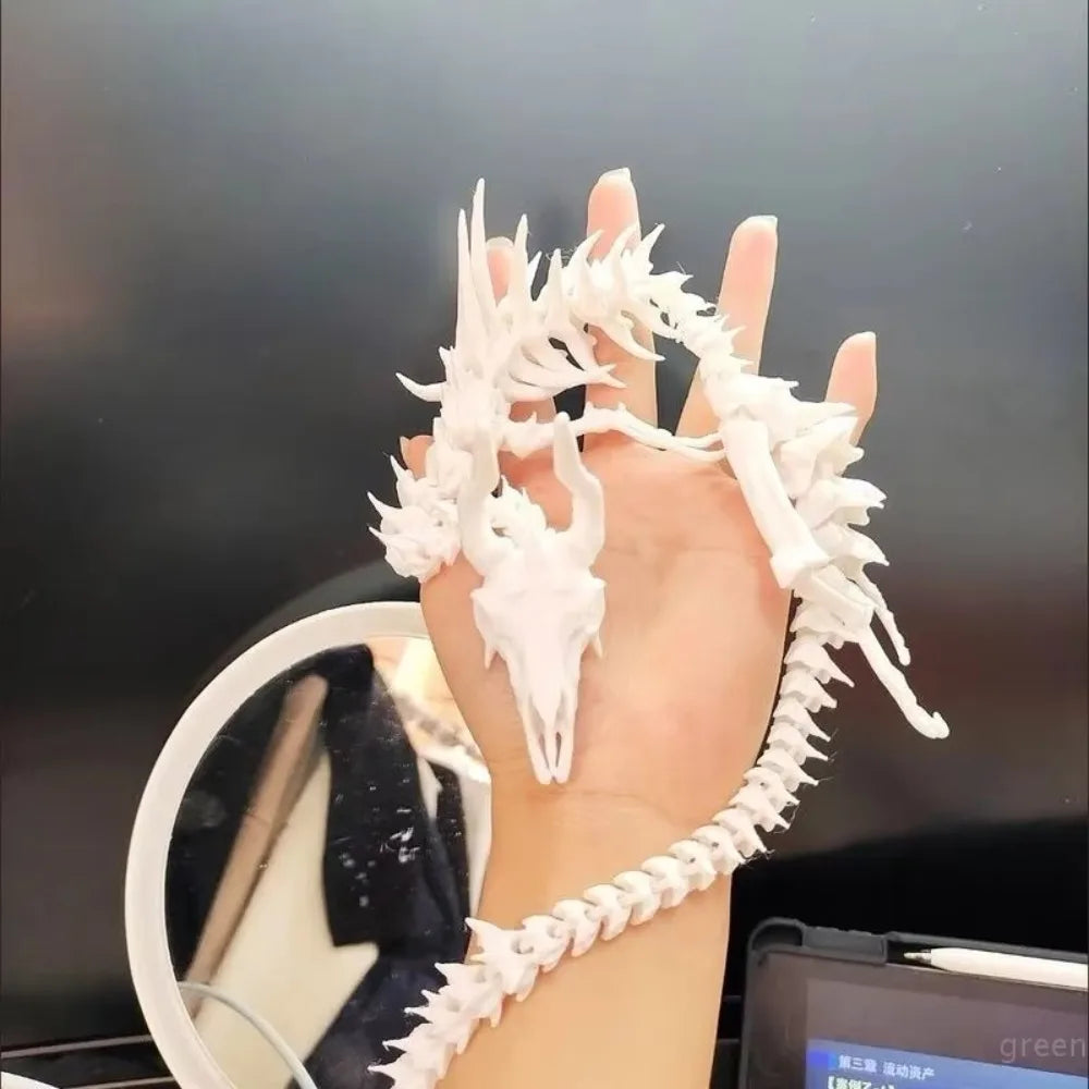 3D Printed Dragon Skeleton Figurine – Movable Collectible Model