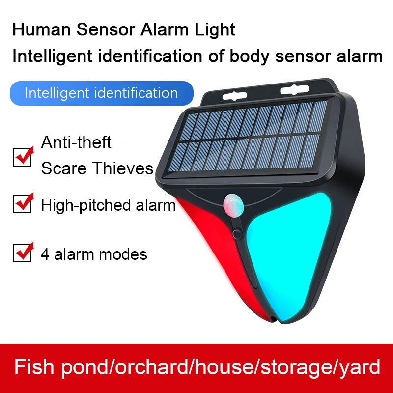 Solar Security Alarm Light – PIR Motion Sensor 120dB Siren