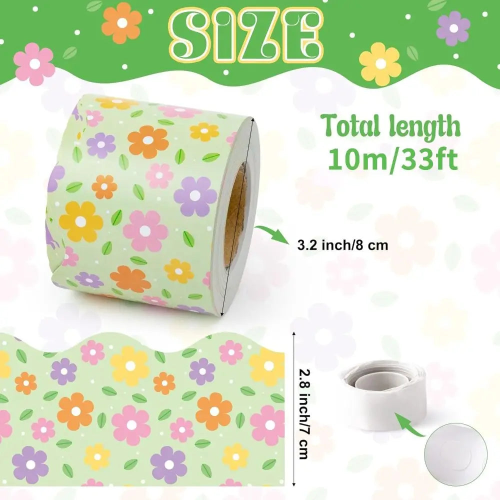 Flower Wavy Border Stickers – Bulletin Board Wall Décor Roll