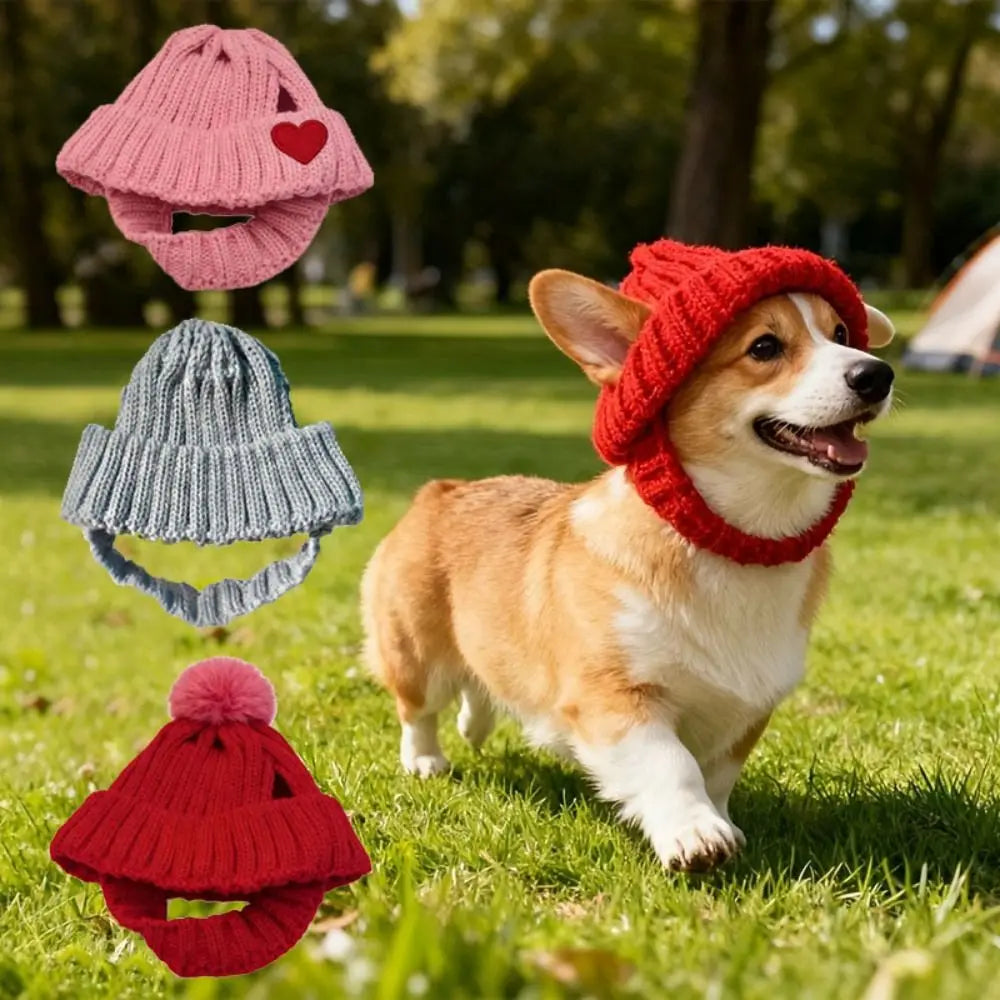 Ear-Exposed Pet Knitted Winter Hat – Small Dogs & Cats