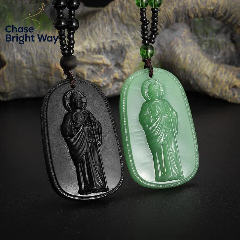 Imitation Jade Bodhisattva Pendant Necklace | Religious Gift