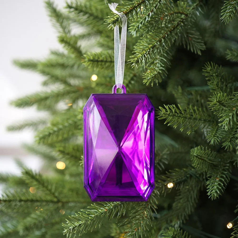 Multicolor Christmas Gemstone Drop Pendant | Plastic Xmas Ornament