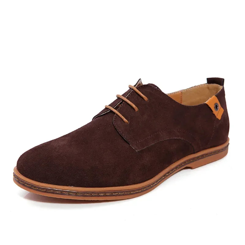 LEDP Men's Faux Suede Oxford Dress Shoes – Lace-Up Flats