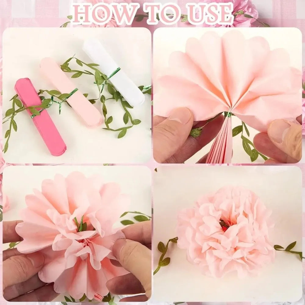 Tissue Paper Pom Pom Garland 2.5m – Hanging Party Décor