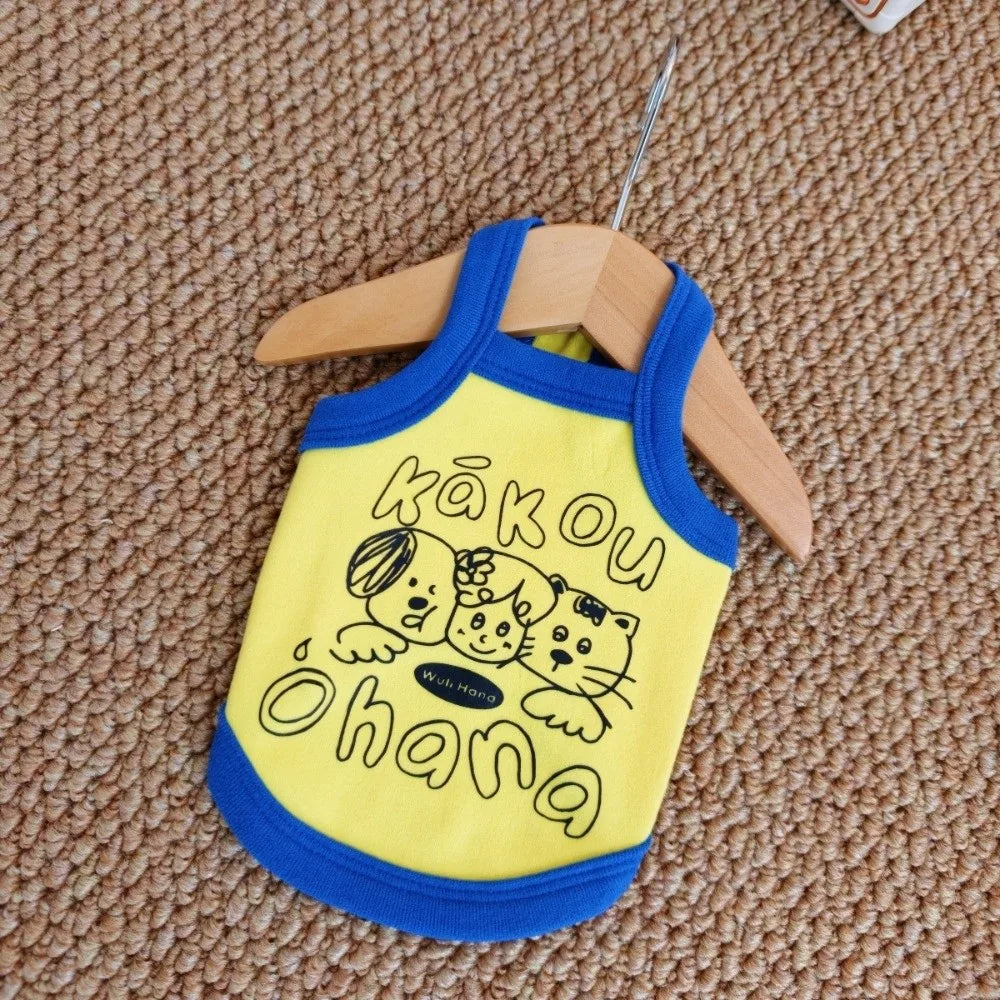 Cartoon Small Dog Vest – Color-Block Summer Pet Top S/M/L