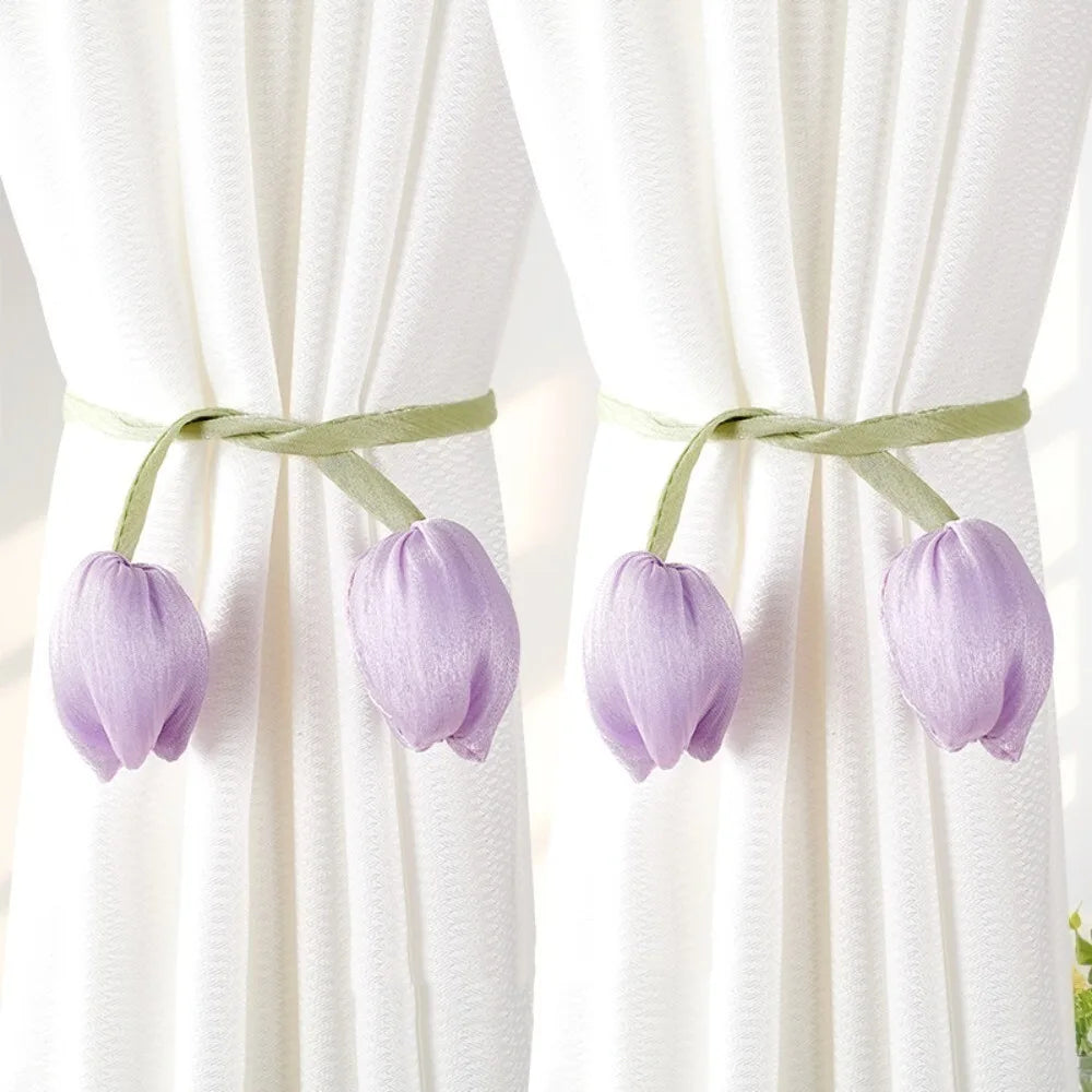 Tulip Curtain Tiebacks – Adjustable Cotton Tie Rope, 2-Pack