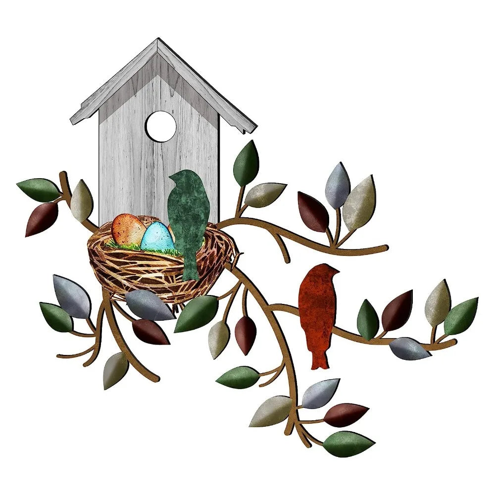 Rustic Metal Wall Art – Birds & Tree Branch Hanging Décor