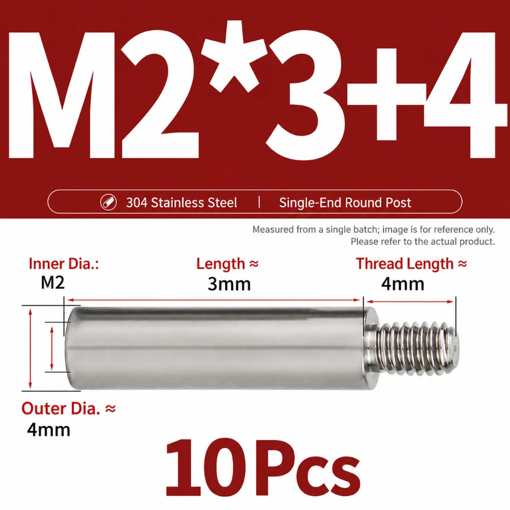 M2–M10 304 Stainless Steel PCB Standoff Spacer Pillars – 10 Pack