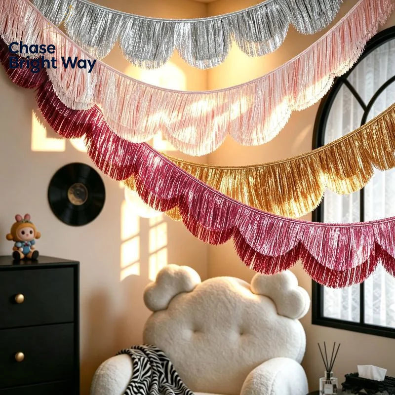 Metallic Foil Fringe Tassel Garland – Multicolor Party Décor