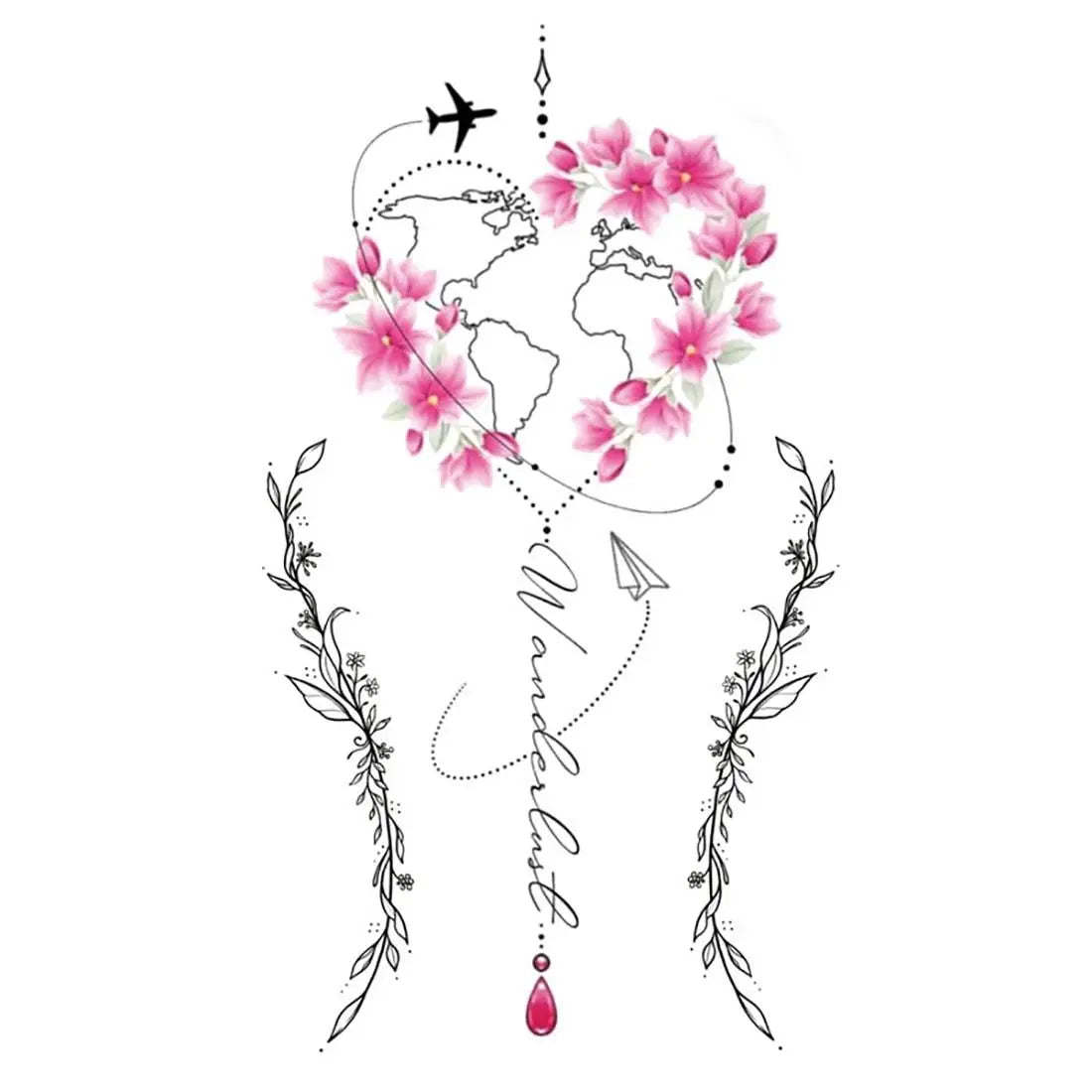 3D Black Rose Butterfly Temporary Tattoo Sticker – Body Art