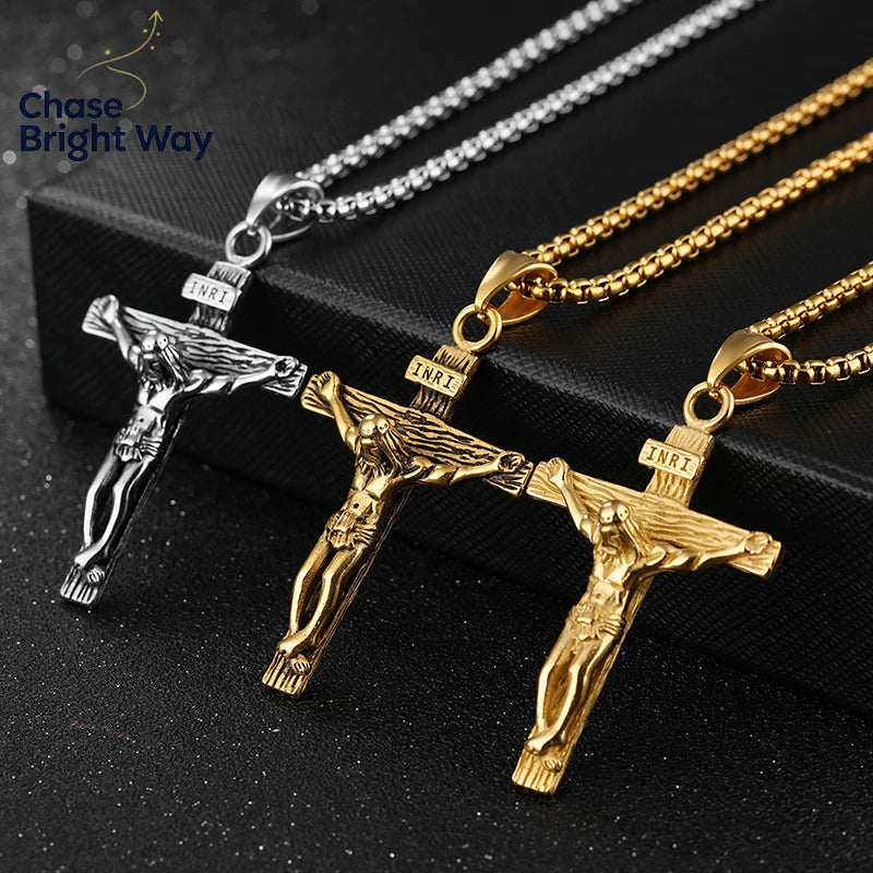 Cross Pendant Necklace – Stainless Steel Religious Jewelry