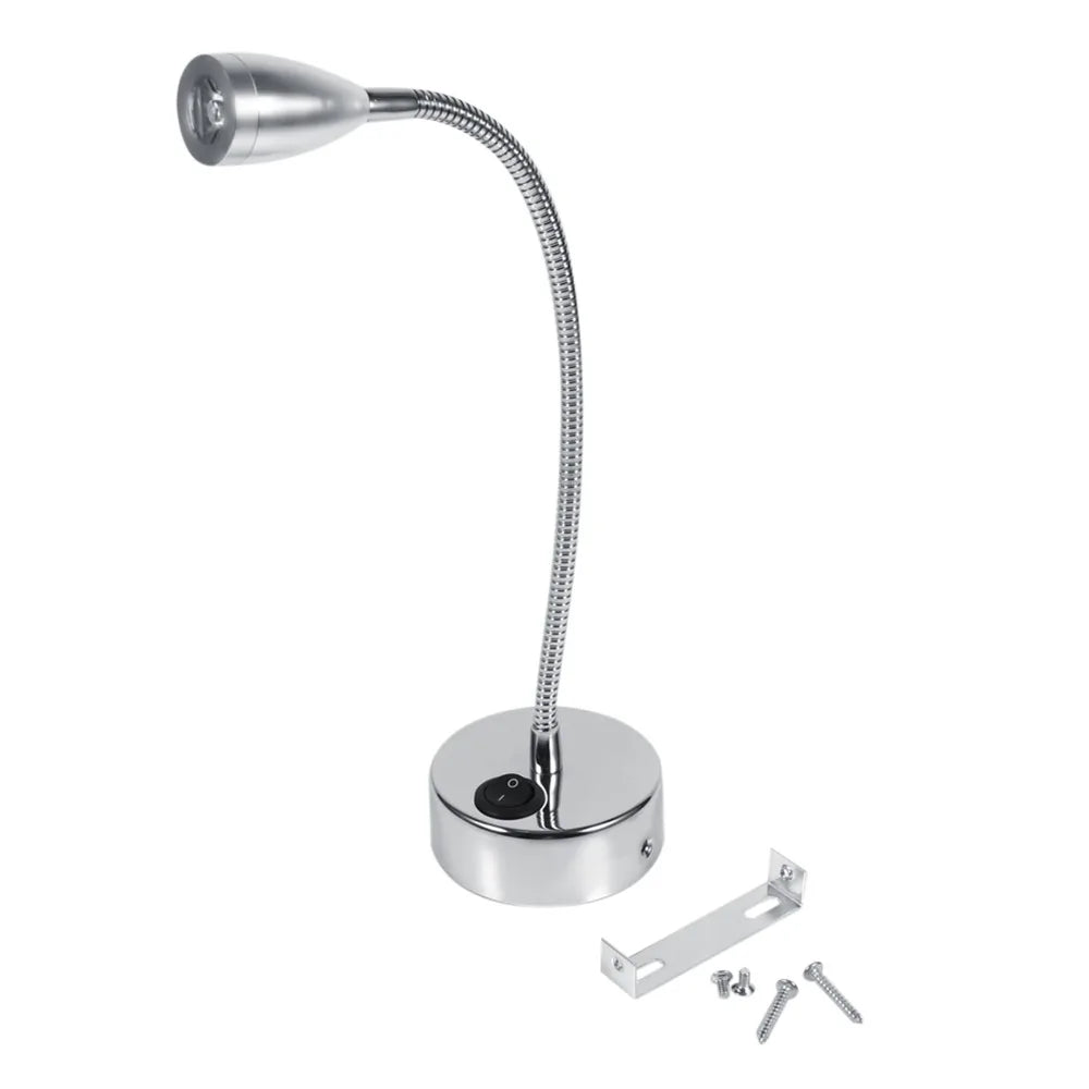 Silver Gooseneck LED Wall Lamp 3W – Flexible Reading Light