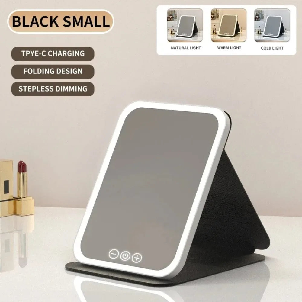 LED Makeup Mirror 3-Color Dimmable Touch | USB Rechargeable