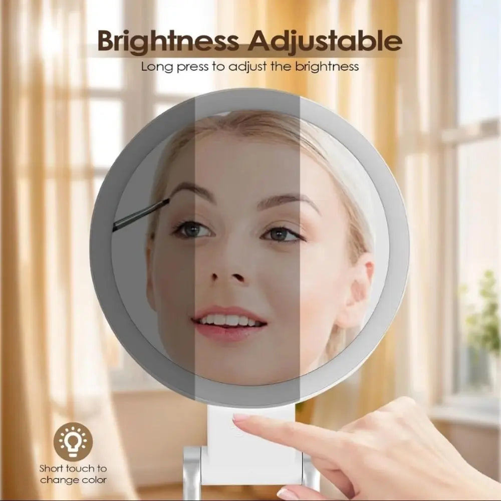 LED Magnifying Makeup Mirror 10X/20X – 3 Color Modes, Foldable