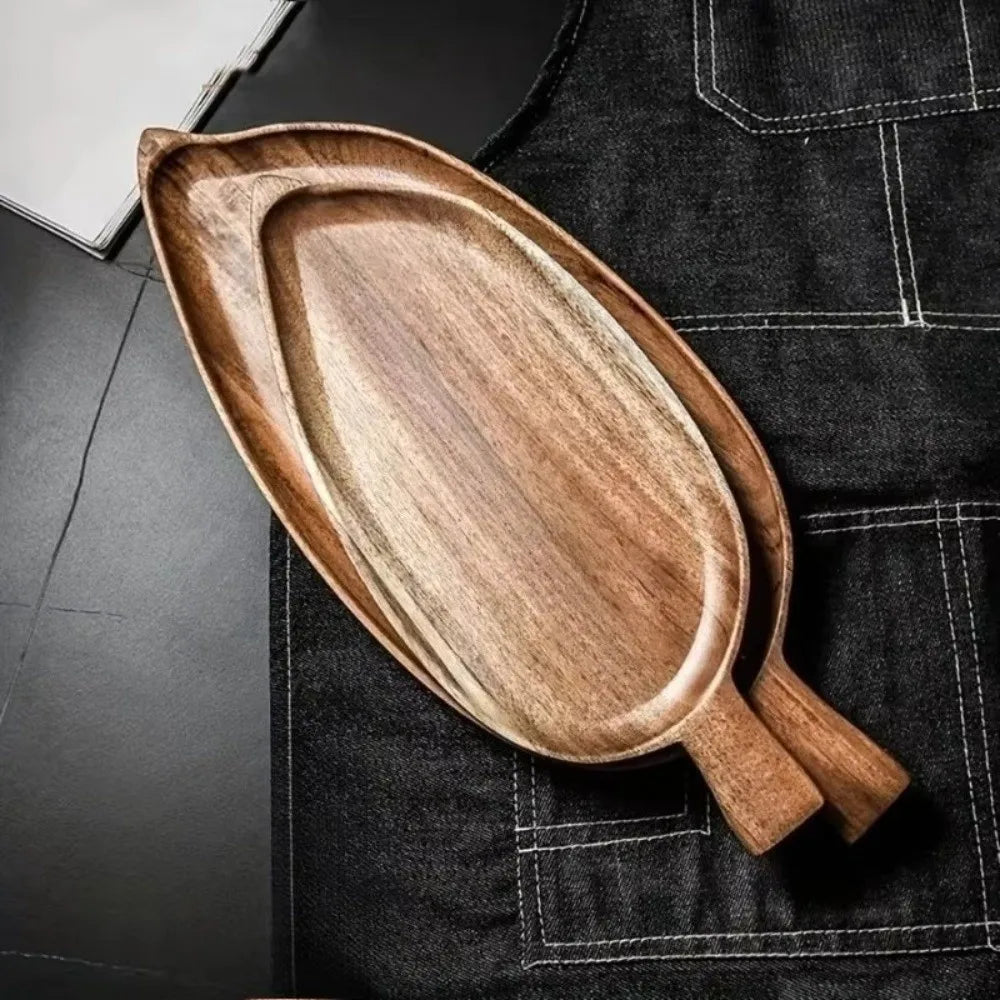 Acacia Wood Leaf Serving Tray – Japanese Sushi & Tea Tray