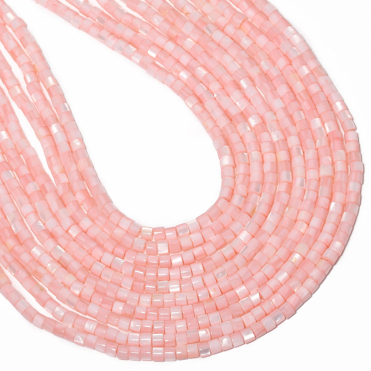 Pink Shell Pearl Cylinder Beads 4x3mm – DIY Jewelry Spacers