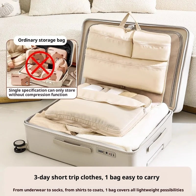Travel Compression Packing Cubes Set – 6-Piece Foldable Organizers