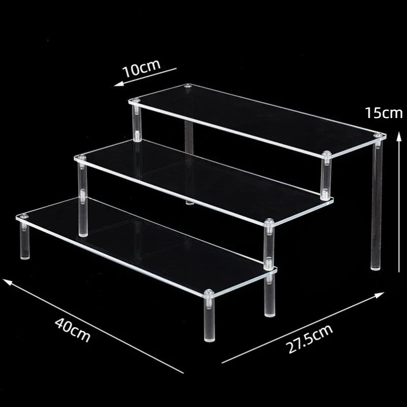 Black Acrylic Display Stand Riser 1–5 Tier Organizer Rack