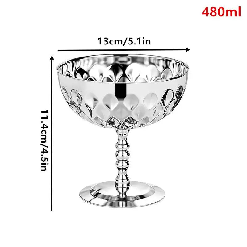 Stainless Steel Goblet Snack Bowl – Ice Cream, Salad & Fruit