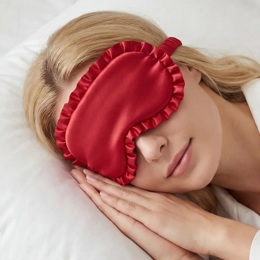 Silk Ruffle Sleep Eye Mask – Soft Breathable Light Blocking
