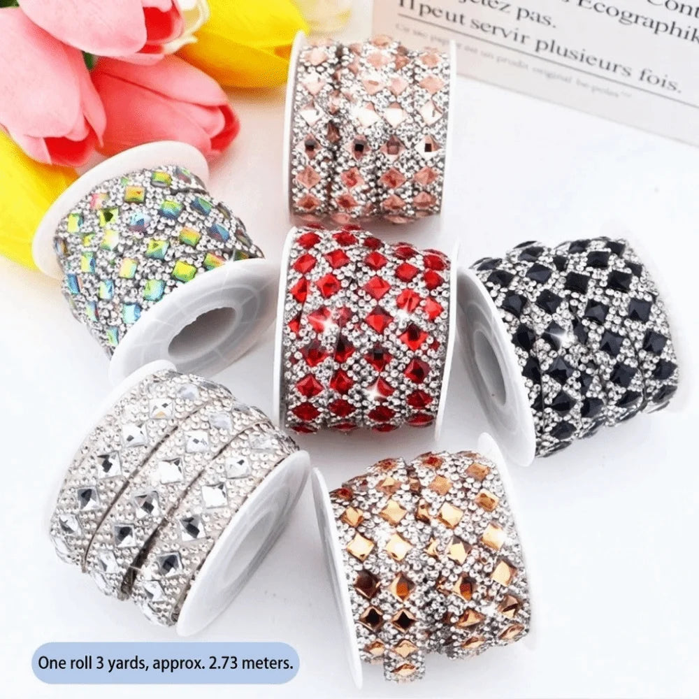 3-Yard Self-Adhesive Square Rhinestone Trim Strip | DIY Craft