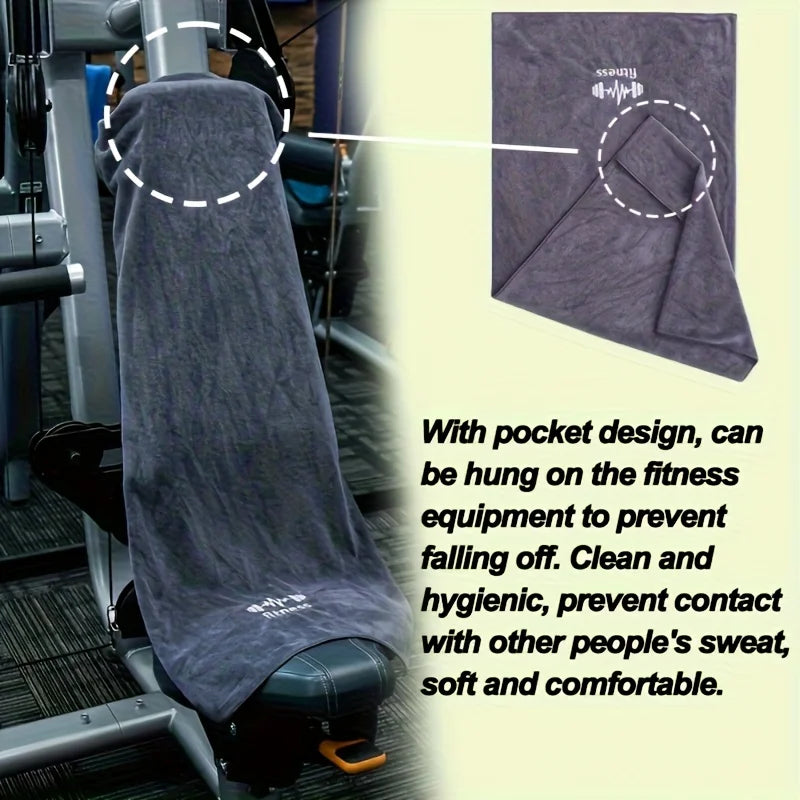 Sports Fitness Towel with Pocket | Soft Absorbent Polyester