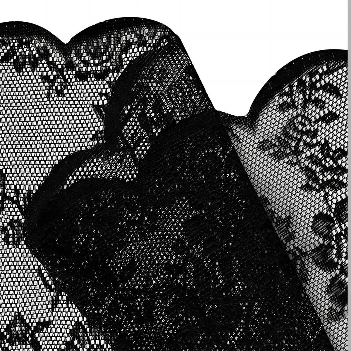 Black Floral Lace Voile Sheer Curtain – Rod Pocket Tulle Panel