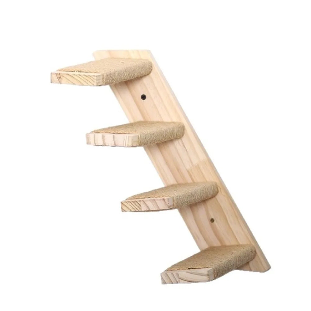 Wall-Mounted Cat Climbing Shelves – Sisal Wood Scratcher