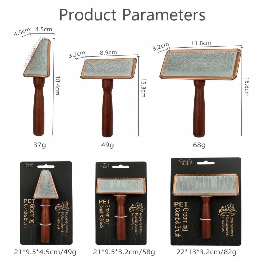 Solid Wood Handle Pet Hair Comb – Cat & Dog Grooming Brush