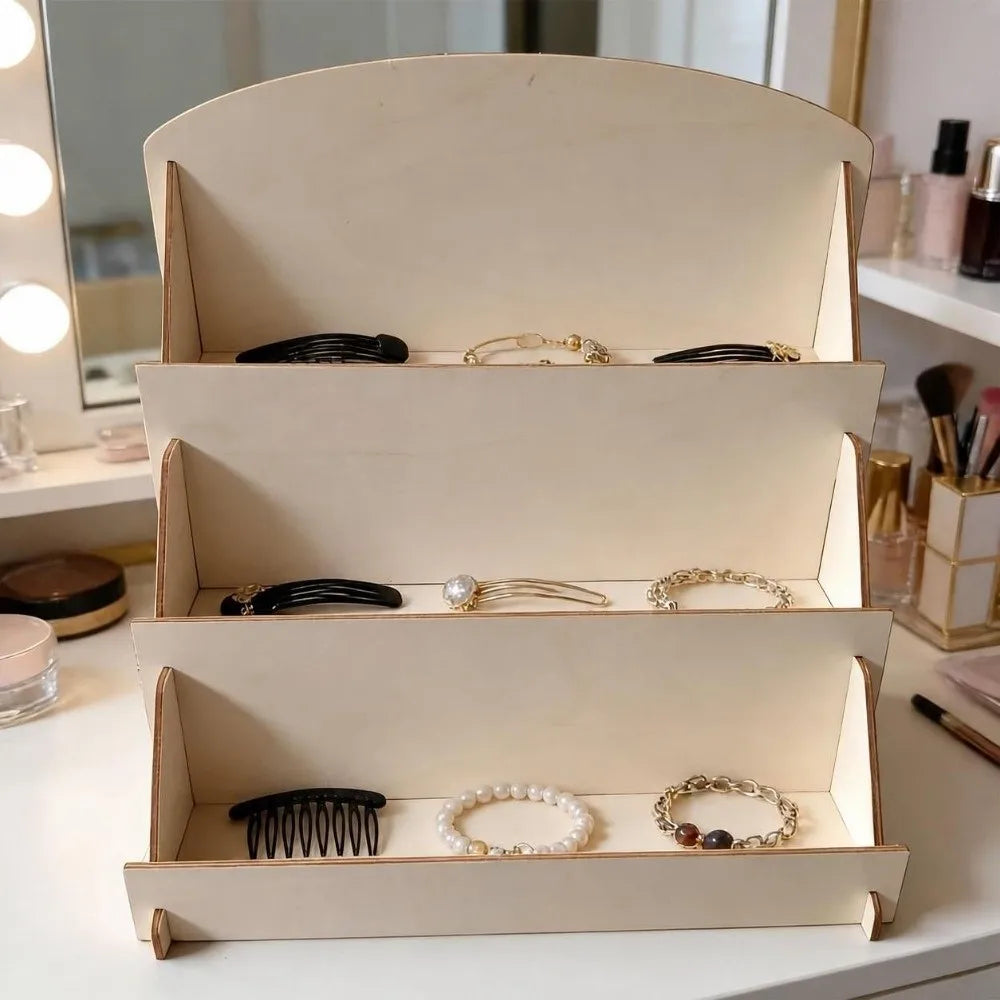 Wooden Desktop Display Rack – Multi-Grid DIY Storage Shelf
