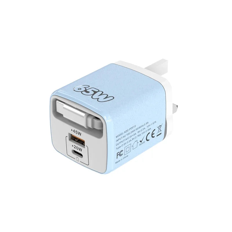 PD 65W Multi-Port Fast Charger with 70cm Extension | EU US UK