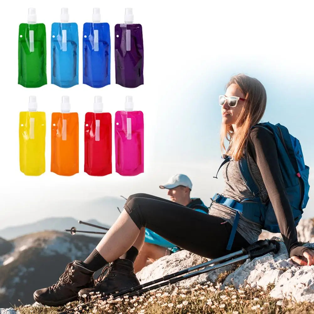 Foldable Sport Water Bottle 480ml – BPA-Free Collapsible Bag