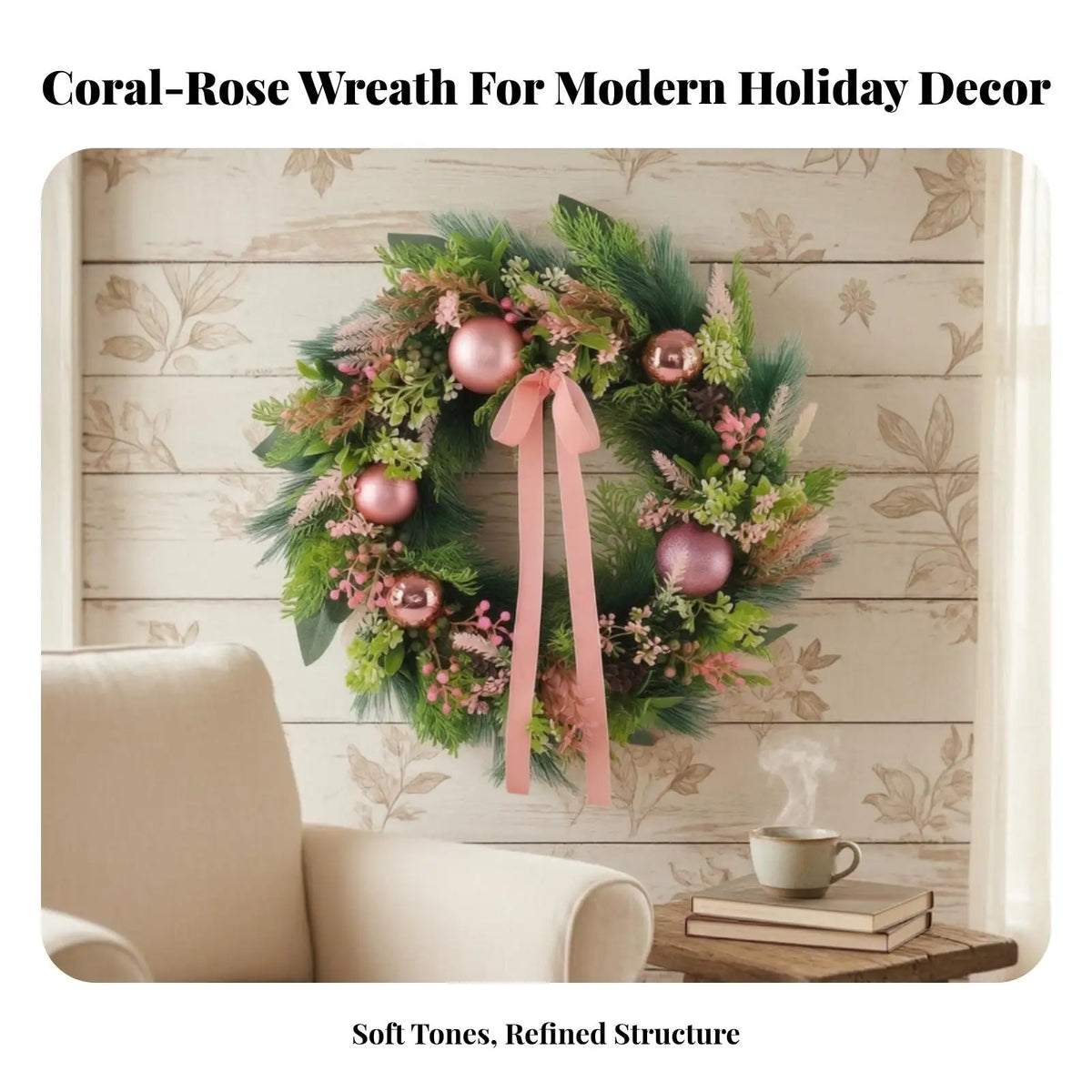 Pink Christmas Wreath – Door & Wall Hanging Decoration 45cm