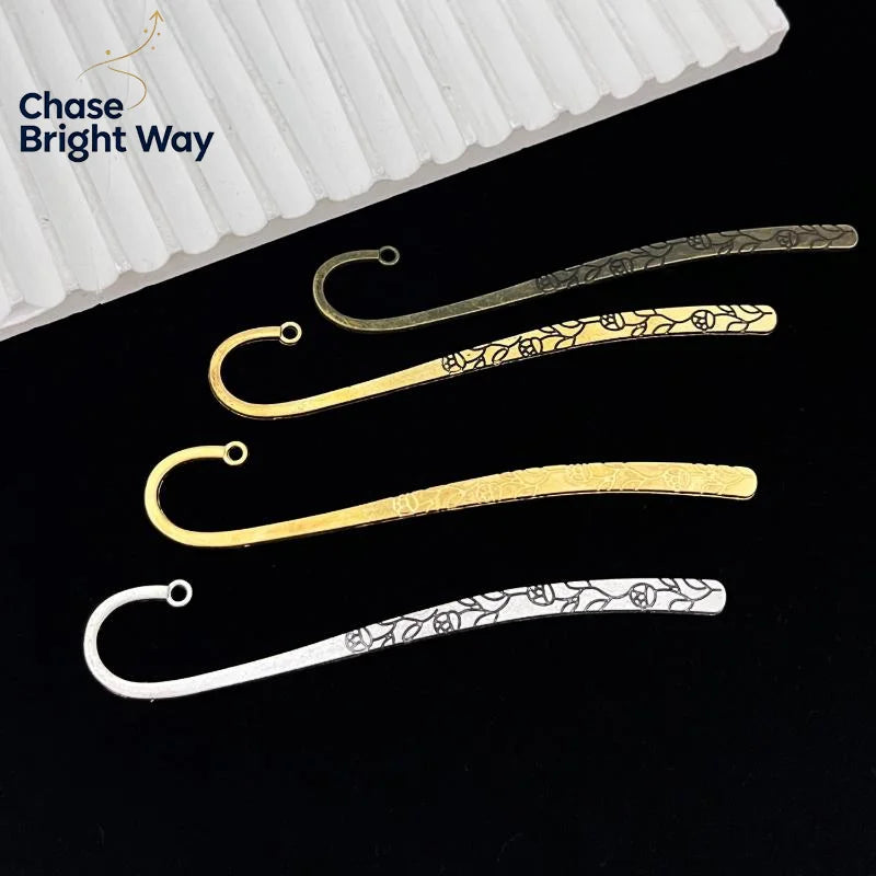 Vintage Floral Zinc Alloy Bookmarks Set – 2 Pcs DIY Craft