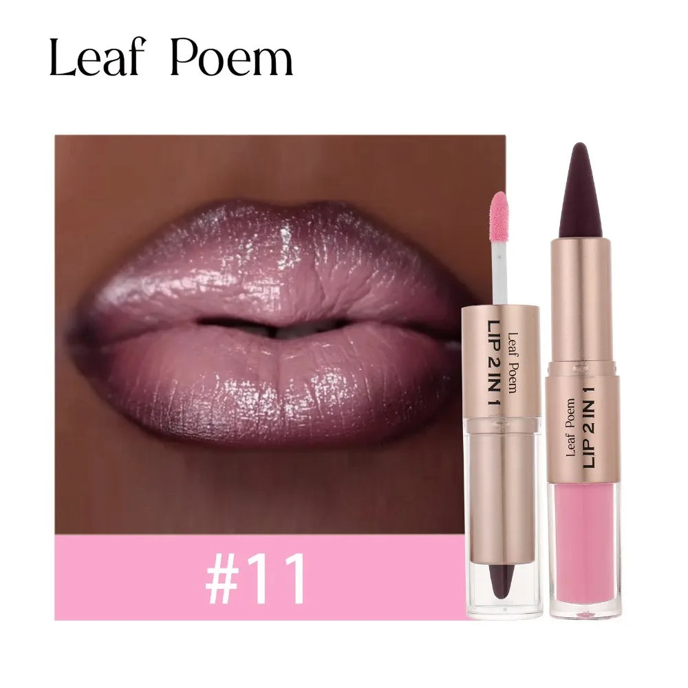 2-in-1 Lip Liner & Crystal Lip Gloss Duo – Matte + Glossy