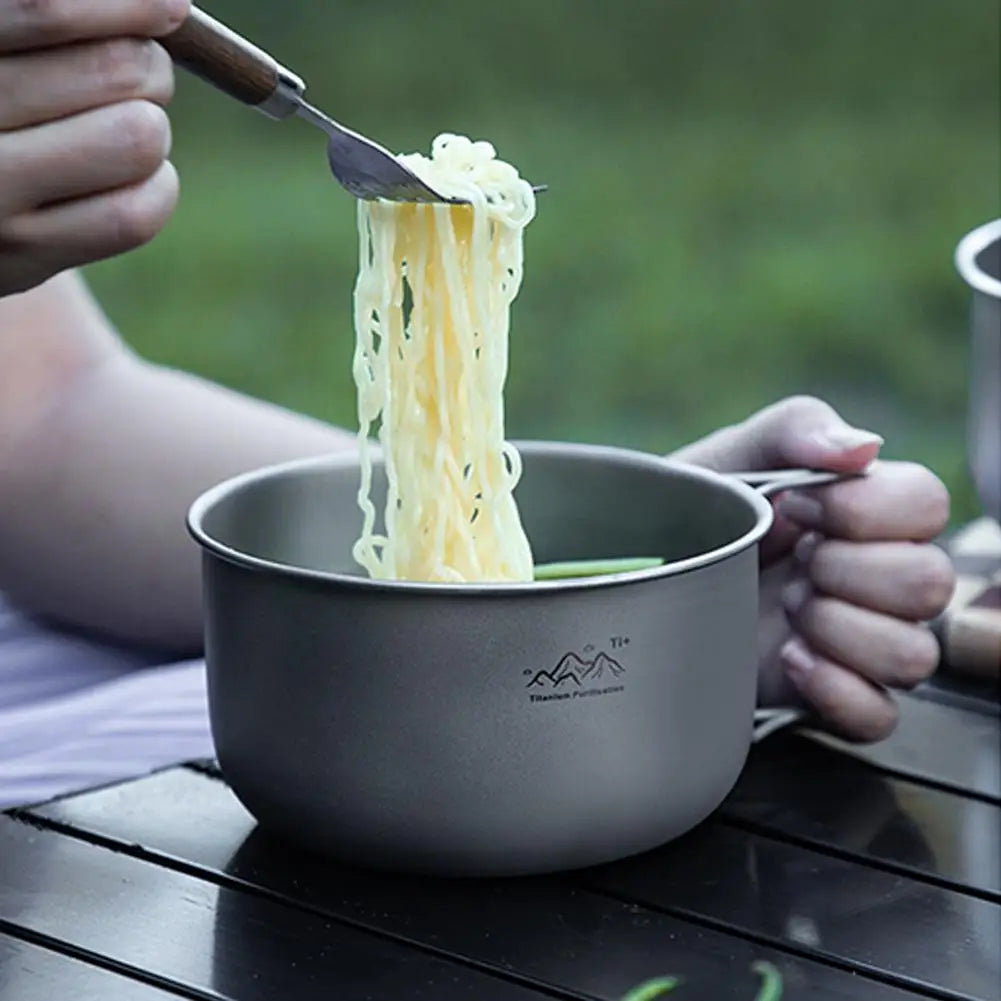 Titanium Camping Pot – Foldable Handle Lightweight Cookware