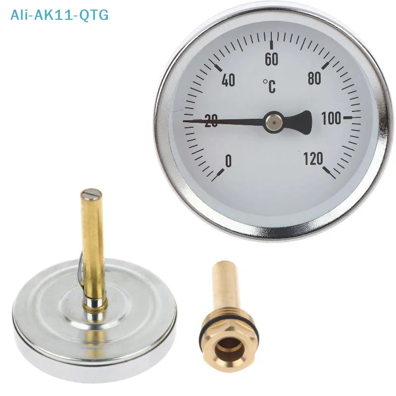 Bimetallic Water Temperature Gauge 0–120°C | 1/2" Screw-In