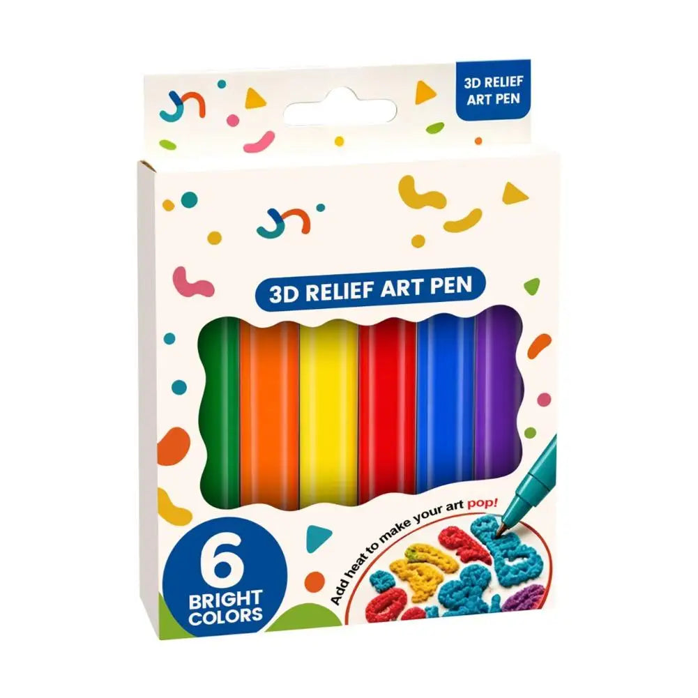 3D Puffy Paint Pens – 6-Pack Bubble Expanding Art Pens for Kids