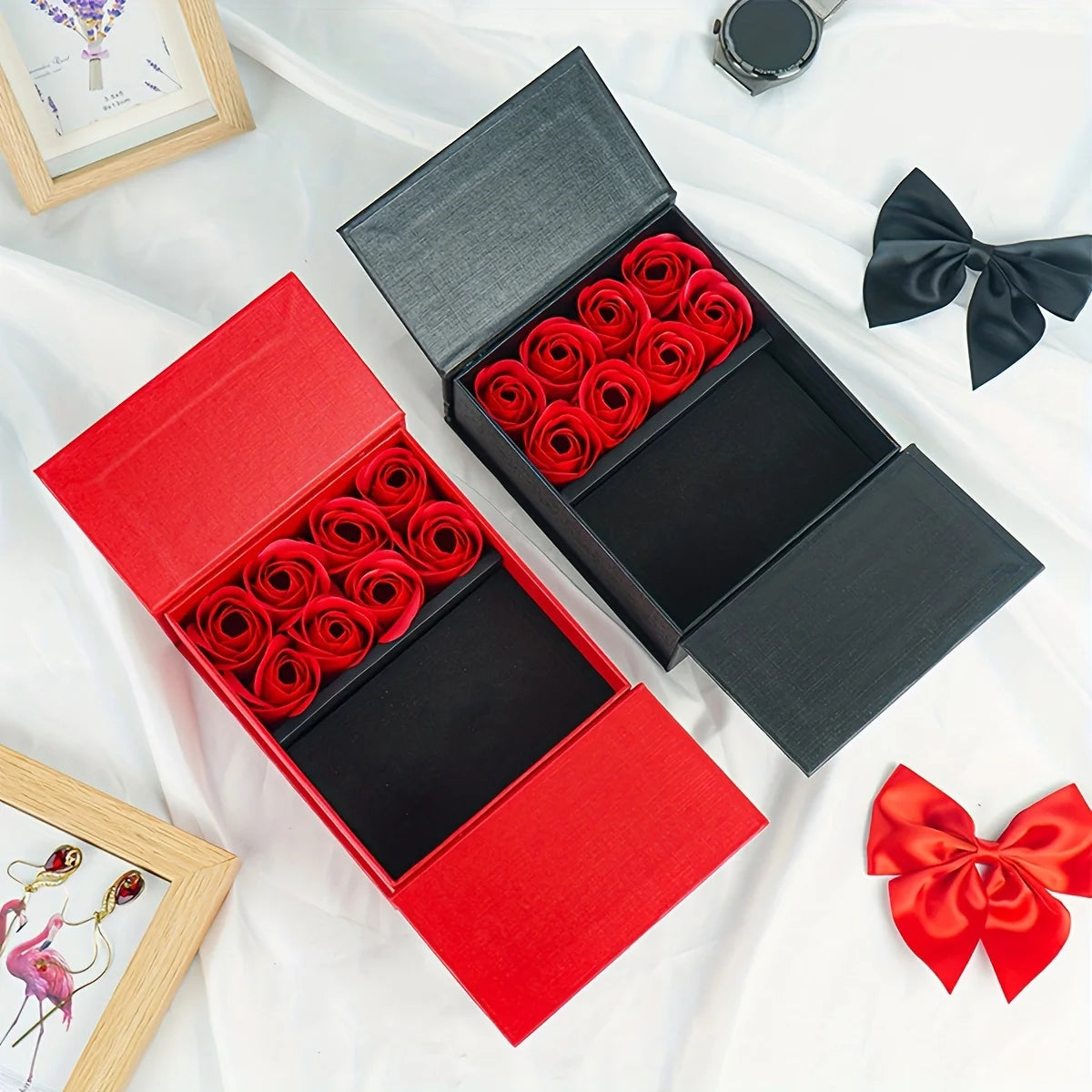 Valentine's Day Rose Flower Kraft Paper Jewelry Gift Box