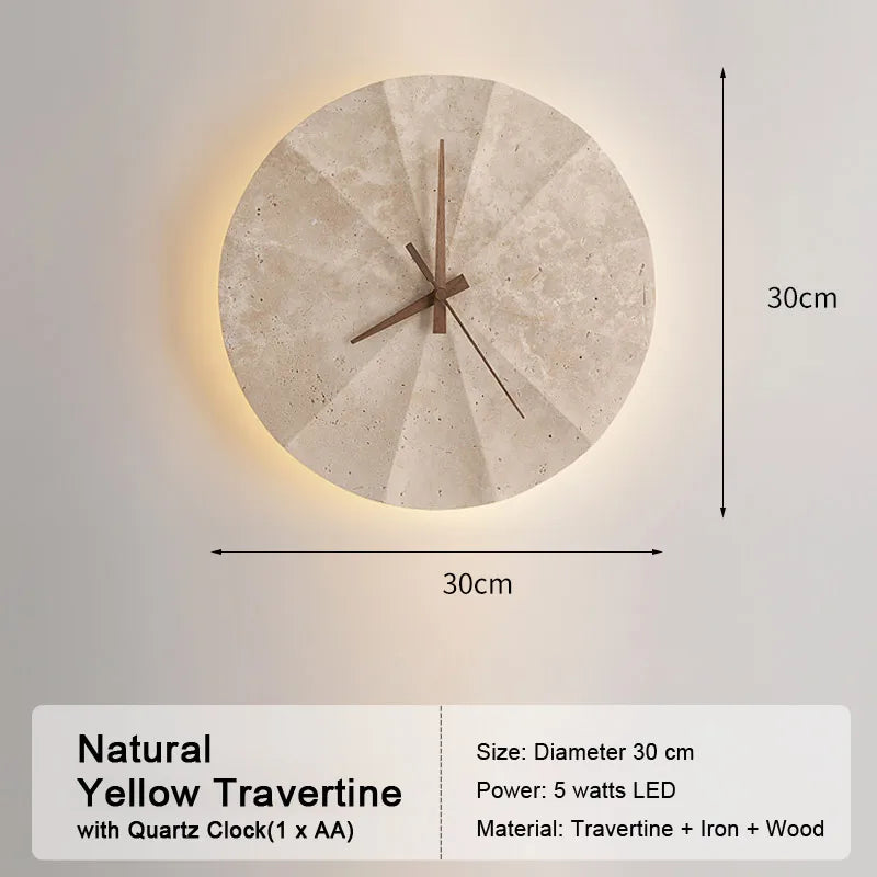 Retro LED Wall Lamp – Natural Yellow Travertine Stone Light
