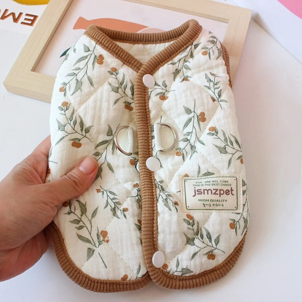 Cute Rabbit Print Dog Jacket – Winter Velvet Puppy Coat